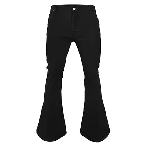 70s Outfits for Men Vintage Disco Flared Jeans Men Classic Bell Bottoms Denim Pants with Pockets3
