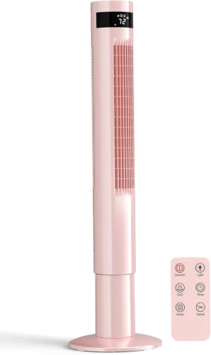 Image of Antarctic Star 41inch Portable Tower Fan Electric Oscillating Fan Quiet Remote Control Bladeless Floor Fan 3 Wind Mode 12H Timer Bedroom Office Pink