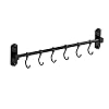 Kitchen Rail with 6 Sliding Hooks, Wall Mount Kitchen Utensil Rack, Pan and Pot Hangers Organization and Storage Holder Set, Aluminum (Black) Kitchen Rail with 6 Sliding Hooks, Wall Mount Kitchen Utensil Rack, Pan and Pot Hangers Organization and Storage Holder Set, Aluminum (Black)