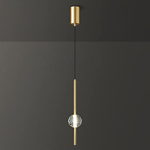 LumosPro Brass Long Tube Pendant Light - Minimalist Dimmable Suspension Lamp for Kitchen...