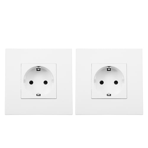 Zerodeko Panel de Pared Empotrado Estándar Europeo 86 MM Enchufe Eléctrico de 2 Piezas para Instalación en Pared Plástico Duradero Montaje Empotrado para Uso Residencial y Oficina