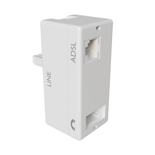 rhinocables - ADSL Microfilter | BT RJ11 Telephone Adaptor for Broadband | Versatile T-Shaped Design | Essential for Multiple Devices | Filter Internet Connection, White