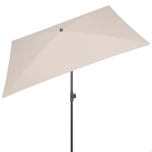 AKTIVE Sombrilla rectangular balcón, 200x125 cm, Color crema, Protección UV30, Mástil acero, Tubo Ø28/32 mm, Inclinable y regulable en altura, Tejido poliéster, Sombrillas grandes (62351)