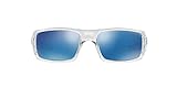Oakley Men's OO9239 Crankshaft Rectangular Sunglasses, Polished Clear/Ice Iridium, 60 mm