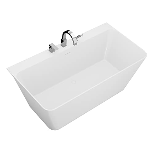 Anzzi 59" Acrylic Freestanding Bathtub And Faucet, Modern Stand Alone Soaking Tub, Built In Drain And Overflow, Free Standing Tub Deck Mount Chrome Faucet With Hand Shower Included (Ft-Az114-5973Ch) #TOP3