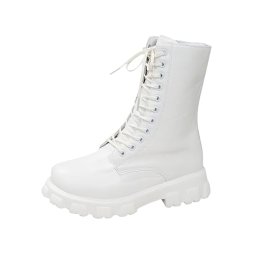 Bottes courtes pour femme style britannique unies en simili cuir souple