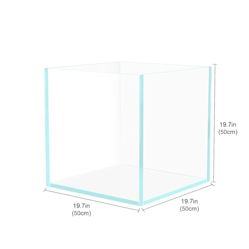 Image of LYPHARD AQUARIUMS 33 Gallon Cube Rimless Aquarium, Ultra Clear Low Iron Large Fish Tank, L19.7xW19.7xH19.7 Glass Thickness 8mm with EVA Foam Leveling Mat