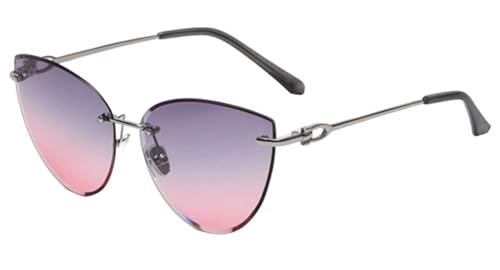 Lunettes de soleil dore marron sans cadre design oeil de chat haut de gamme femme