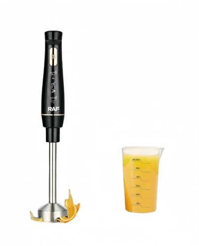 Batidora de Mano Potencia de 800W con Jarra Medidor 600ml Cuchillas 4 Hojas Acero Inoxidable Multifunciona para Alimentos para Bebés, Sopa, Batidos, Puré, Batidora de Mano de Salsa(Negro con Jarra)