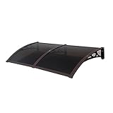 BTYQKZVPM Tettoia per porta esterna, Riparo antipioggia for finestre silenzioso, tenda da sole for veranda curva, pensiline for tetti, staffa in alluminio(60x250cm/24 x98)