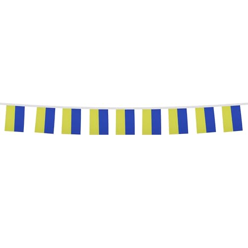 Image of AZ FLAG Ukraine 6 meters BUNTING Flag 20 flags 9'' x 6'' - Ukrainian STRING flags 15 x 21 cm