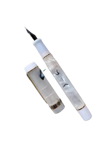 Stylo-plume acrylique marbre blanc et sa plume fine F pour signature de contrats
