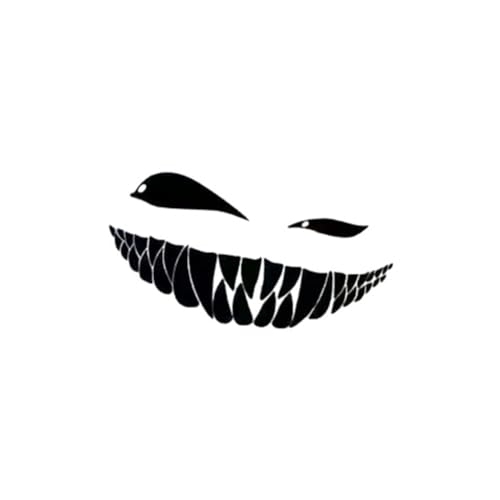 Image of Reflective Sticker for Car Vinyl Racing Oblique Eyes Bad Smile Decal for Golf Cart Off-Road Vehicles Motorcycles Bike Skateboard DIY Decoration, 1Set 6.3in, Black