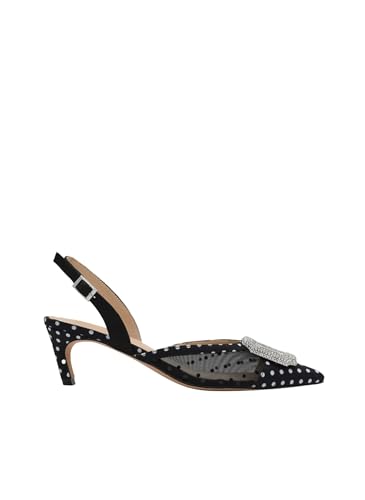 Azarey Zapato Destalonado Negro con Lunares Y Hebilla Joya - (Talla 37)