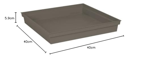 EDA - Square Tuscany 40cm Saucer for Plant Pot Square Tuscany 50cm 40x40x5.9cm Taupe - Image 2