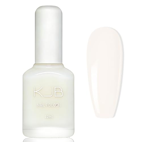Image of Quick-Drying White Nail Polish - Non-Toxic Water-based Nail Polish for Girls, Shimmer Jelly White Nail Polish for DIY Nail Design Manicure, Air Drying, Creamy Finish (White)
