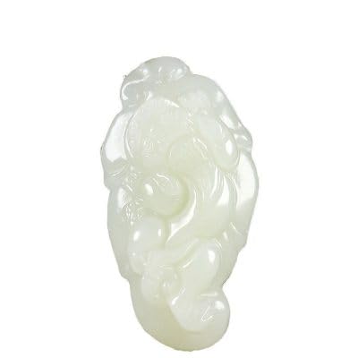 XNSH Natural Hotan White Jade Carved Mythical Wild Animal Pendant,