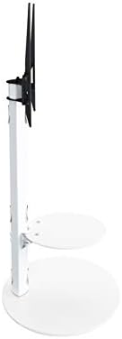 mahara Glass TV Stand with TV Mount & Oval Shelf - TV Floor Stand for 3265" & Max 40kg TV - Tall TV Stand VESA 75x75mm600x400mm - White TV Stand Unit - TV Stands for Living Room