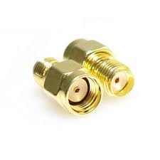 NBR RP SMA Male to SMA Female Adapter Pin Plug in Series RF Coaxial Adapter Antenna Connector (Golden)- 1 Pc.