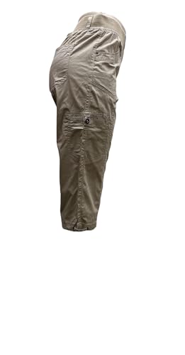 Dash Womens Cotton Pull on Elastic Waist Front and Back Pockets Capri with Belt Loops and Cargo Pocket on Leg4