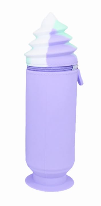 Image of Silicone lightweight waterproof zipper pencil case pencil bag /pouch, cute colourful ice cream shape, safe and quality (Purple), QS-2016