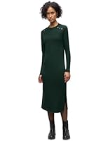 Street One Damen 1408951 Rippstruktur Kleid, evernight Green, 42