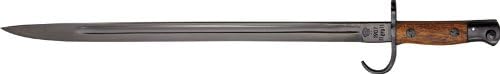 Museum Replicas 1907 Combat Knife – 21.75" Full Tang Bayonet Replica with Blued High Carbon Steel Blade, Wood Grip & Black Leather Scabbard