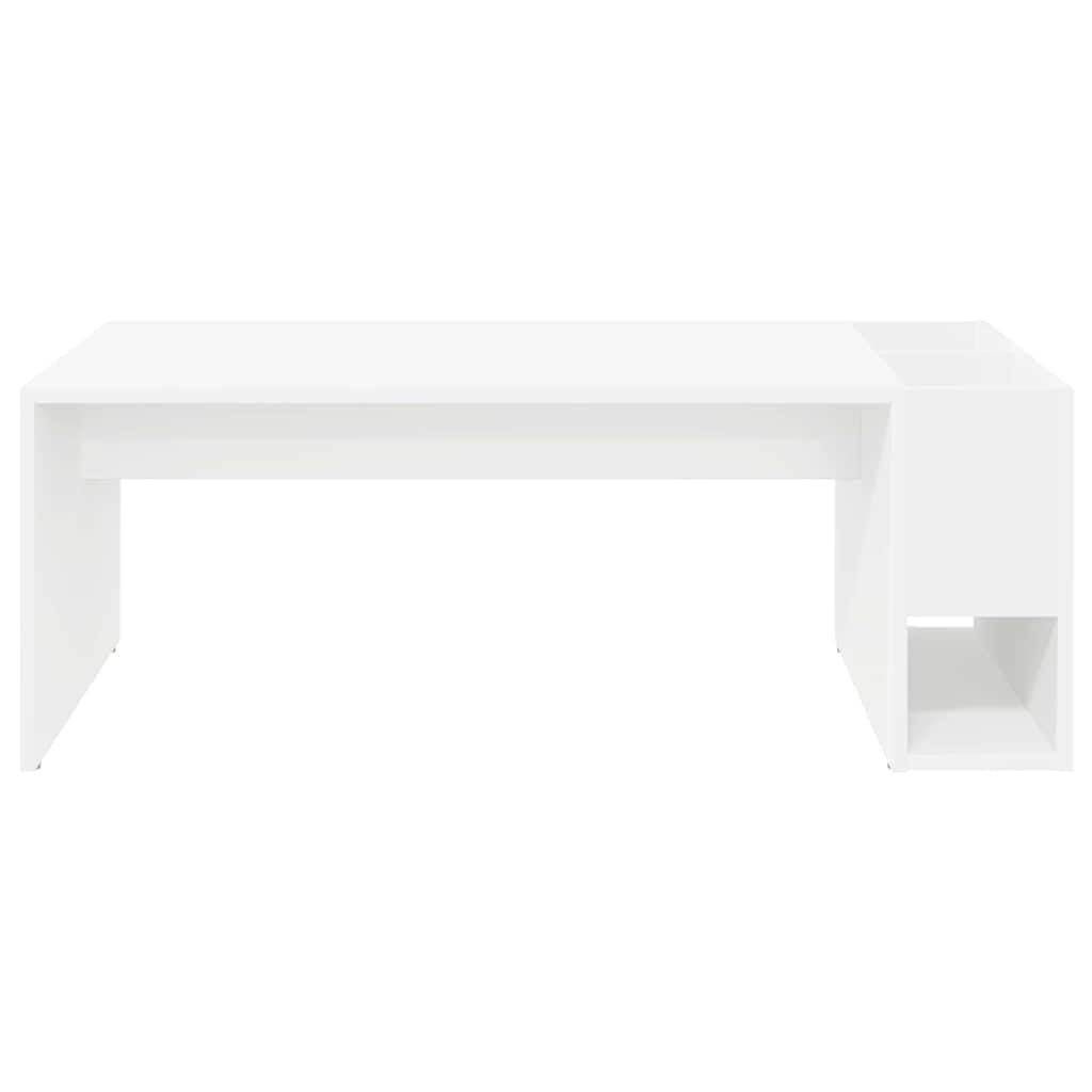 Mesa de centro blanca de madera 101,5 x 50 x 37 cm, rectangular, diseño moderno, mucho espacio de almacenamiento, resistente y duradera, para salón, dormitorio, oficina