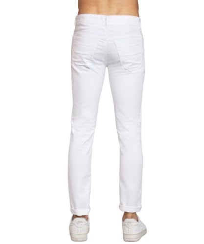 Image of Linaria White Plain Jeans, Straight Fit