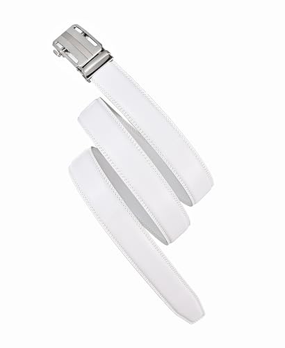 KUULIMEE White Belt Men, Ratchet Dress Casual Belt with Adjustable Automatic Buckle Trim to Fit-WHITE-WHITE-55-110 - Image 8