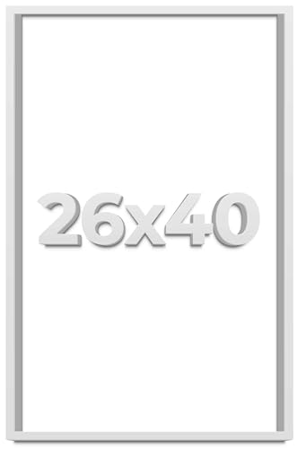 26x40 Shadow Box White Solid Pine Wood Picture Frame with Acid-Free Backing UV Acrylic & Hanging Hardware with 0.75 Inches of Usable Depth and 0.75 Inches Frame Moulding Width