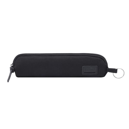TOTTO - Estuche Escolar Pequeño, Modelo Kijal, Estuche Juvenil, Dimensiones 6 x 22.5 x 2 cm, Una Sola Cremallera, Argolla para Colgar en la Mochila, Resistente y Duradero, Color Negro