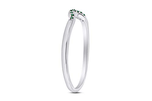 AFFY Round Cut Simulated Emerald Curved Wedding Band Ring in 14k Gold Over Sterling Silver3