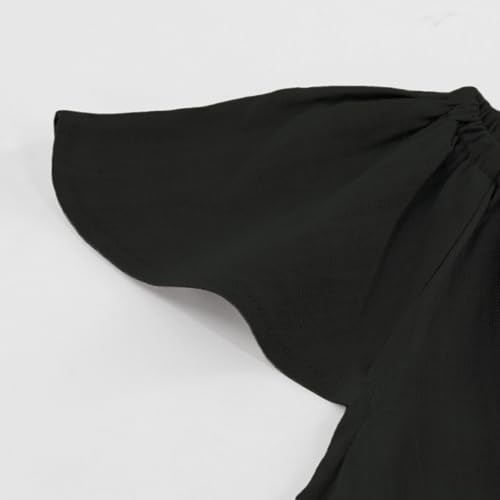 Girl's Dresses Cotton Linen Ruffle Sleeve A-Line Cute Midi Casual Sundress 2-6 Years4