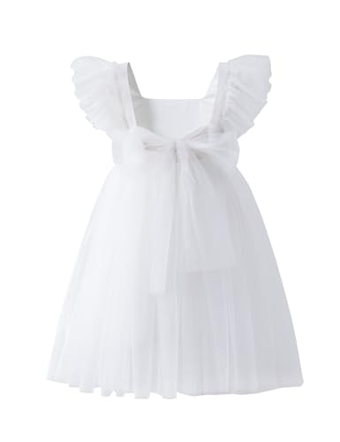 Image of Tutu.kk Toddler Girls Vintage Party Dress Ruffled Sleeve A-Line Tulle Flower Girl Dresses for Wedding,Birthday