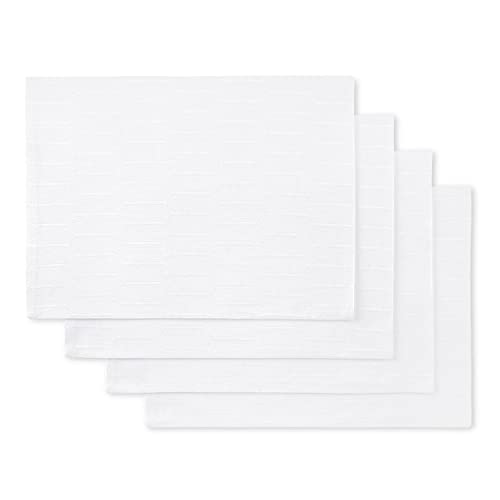 Martha Stewart Honeycomb Modern Farmhouse Reversible Placemat 4-Pack Set, White,
