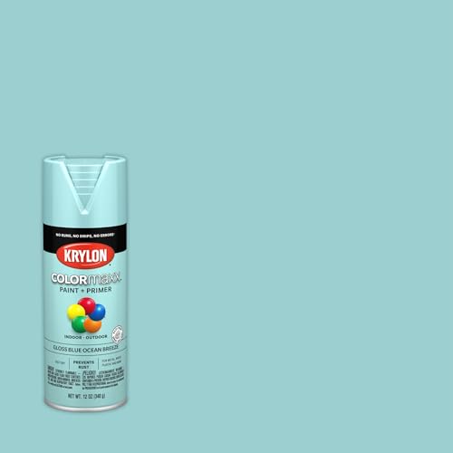 Krylon K05506007 COLORmaxx Spray Paint and Primer for Indoor/Outdoor Use, Gloss Blue Ocean Breeze 12 Ounce (Pack of 1)