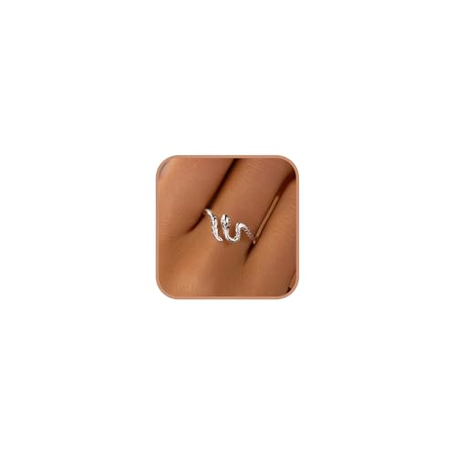 KIFUTENG 925 Sterling Silver Gothic Snake Rings for Women Vintage Animal Halloween Rings Stackable Open Adjustable Ring Birthday Mothers Day Gifts (Silver Adjustable)