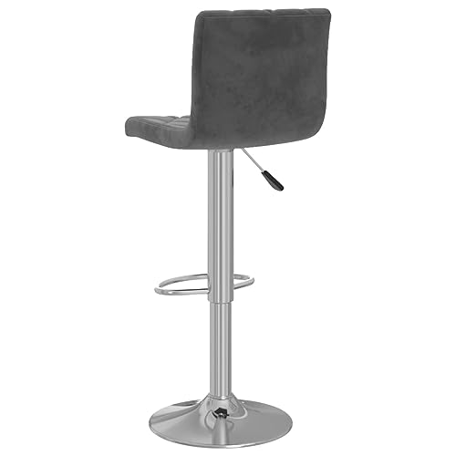 Tabourets de bar en velours gris foncé réglables et pivotants | Lot de 2 - 7