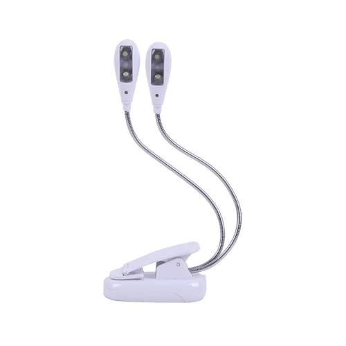 Music Stand Light, Clip On Led Book Lights, USB and AAA Battery Operated, Reading Lamp in Bed, 3 Brightness Levels, for Bookworms, Piano Player, Kids, Travel (White)