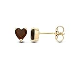 9ct Yellow Gold Natural Garnet Heart Solitaire Stud Earrings - January Birthstone
