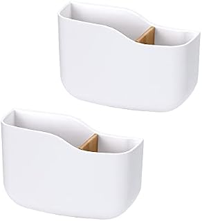 LINFIDITE Adhesive Remote Control Holder 2 Pack Universal Controller Holder Wall Mounted No Drilling with Slot Home Office Desk Nightstand Stationery Supplies Phones Charging,White