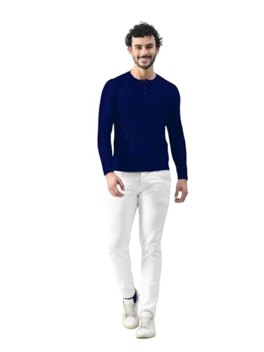 Image of Men's Long Sleeve Henley T-Shirt with Button Placket | Soft & Comfortable Casual Wear