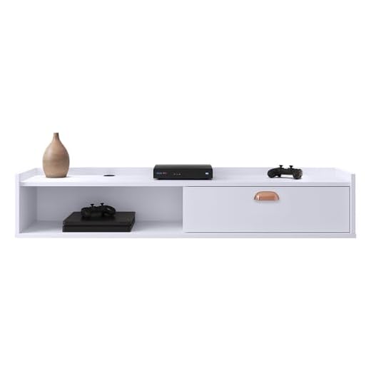 Rack Tv Smart Suspenso Home Decor 1 Porta Nicho Organizador Decoração Sala Quarto Compacto 1.20 Puxador Lauren - RPM Móveis (Branco)