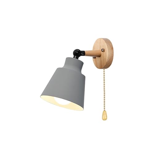 Applique avec prise et interrupteur pour chambre en bois gris