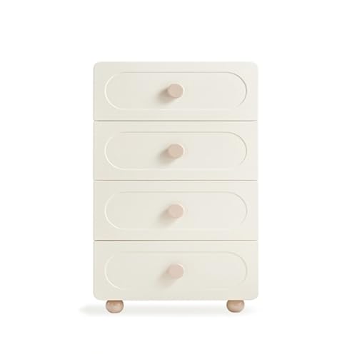 Cómoda de madera con bordes para dormitorio, sala de estar, pasillo, habitación de los niños, piel blanca (60 x 43 x 102 cm) - Slish and Functal nizat Solut