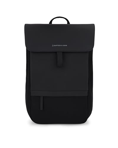 Kapten & Son Fyn Classic All Black Sac a dos 11 L | Sac à dos pour homme et femme noir | compartiment pour ordinateur de 14