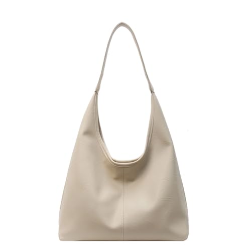 Bolsa Hobo feminina, bolsa de couro vegano, bolsa de ombro e mão, bolsa grande e macia, Branco, 3.17 gallons