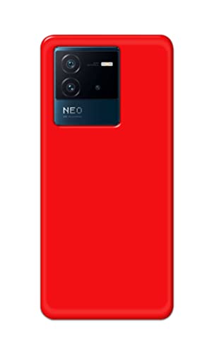 Image of Printed Hard Back Cover Case for Vivo iQOO Neo 6 5G Back Cover (Plain Red) -1803