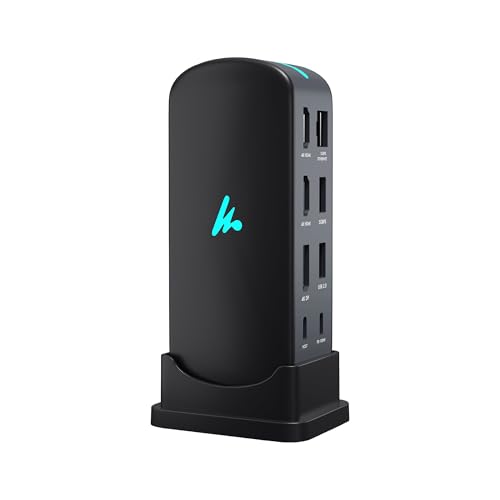 Image of Type C 11 in 1 Wozoyo Docking Station, PD 100W, 2X4K@60Hz HDMI, 4K DisplayPort,2XUSB 5Gbps, 1 Gigabit Ethernet, SD /TF,AUX Port, Universally Compatible Thunderbolt 4, macOS, Windows, Android & iOS